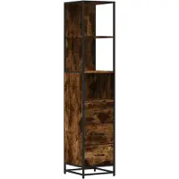 vidaXL Badkamerkast 35x37,5x166 cm bewerkt hout gerookt eikenkleurig