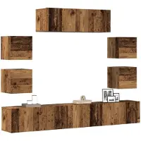 vidaXL 7-delig Tv-meubelset wandmontage bewerkt hout oud houtkleurig