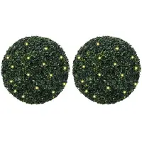 vidaXL Kunstbuxusballen met LED-verlichting 2 st 52 cm groen