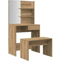 vidaXL Kaptafelset bewerkt hout artisanaal eiken
