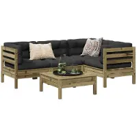 vidaXL 5-delige Loungeset met kussens geïmpregneerd grenenhout