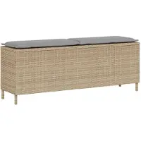 vidaXL Tuinbank met kussen, beige, 110x30x40,5 cm, polyrotan