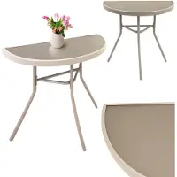 Jumi bijzettafel voor balkon, tuintafel, beige, glas, metaal