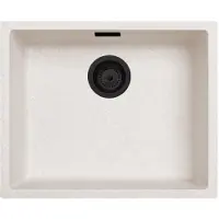 Pure.Sink Zand Wit Creme Spoelbak 50x40 cm Onderbouw, Opbouw met Mat Zwart Plug 1208970545