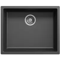 Pure.Sink Zwarte spoelbak 50x40cm onderbouw opbouw en vlakbouw met rvs plug 1208956395