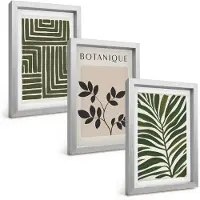 Tulup 4-Delige Schilderij Set - Botanische composities in boho-minimalistische stijl - 20 x 30 cm - Muurdecoratie - Schilderijen Set - Woonkamer - Wanddecoratie