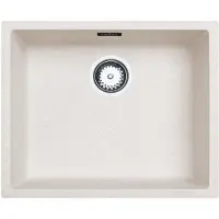 Pure.Sink Zand witte spoelbak 50x40cm onderbouw en opbouw met automatische RVS plug 1208971930