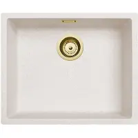 Pure.Sink Zand witte spoelbak 50x40cm onderbouw en opbouw met automatische gouden plug 1208971933