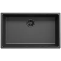 Pure.Sink Zwart grote spoelbak 70x40cm onderbouw en opbouw met automatische zwarte plug 1208971862
