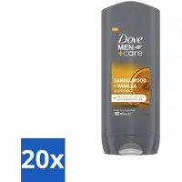 Dove – Douchegel – Men+Care Sandalwood & Vanilla – 400 ml - Bulkverpakking - 20 stuks