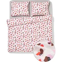 HEMA Dekbedovertrek 200x200/220cm Zacht Katoen Bloemen (roze)