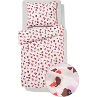 HEMA Dekbedovertrek 140x200/220cm Zacht Katoen Bloemen (roze)