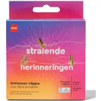 HEMA Lichtsnoer 3.25m met 20 lampjes en 19 clipjes hout