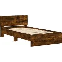 vidaXL Bedframe met hoofdeinde bewerkt hout gerookt eiken 100x200 cm