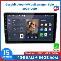 AWESAFE Autoradio - 4GB & 64GB 8-Kern V1PRO - Geschikt Voor VW Volkswagen Polo 2004 t/m 2010 - Carplay & Android Auto - Met navigatie GPS - Radio scherm - 2004 2005 2006 2007 2008 2009 2010