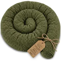 Totsy Baby Zijslaper kussen Lichaamskussen 400 cm Bouclé - Lang kussen bed rol slaapkussen nek rol Decoratie voor kinderkamer Oeko-Tex certificaat Olijfgroen