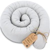 Totsy Baby Zijslaper kussen Lichaamskussen 300 cm Katoen - Lang kussen bed rol slaapkussen nek rol Decoratie voor kinderkamer Oeko-Tex Grijs