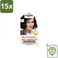 Schwarzkopf 15 x Poly Palette – Haarverf – 1-0 Natuurlijk Zwart – 115 ml - Grootverpakking - Haarkleur - Grijsdekking - Zwart Haar - Permanente Haarkleuring - Natuurlijke Glans