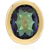 Cavill - Zilveren Hanger - 925 Sterling Zilver Verguld - Blauwe Mystieke Kwarts 4,14 ct - Ovaal Slijpsel - Elegante Monosono Collectie