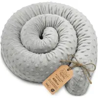 Totsy Baby Zijslaper kussen Lichaamskussen 400 cm Minky - Lang kussen bed rol slaapkussen nek rol Decoratie voor kinderkamer Oeko-Tex certificaat Lichtgrijs