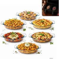 MamboCat 6-delige set BORCAM Airfryer ovenschaal ovaal 400ml met handvatten Braad- & Bakvorm van glas – 170496840