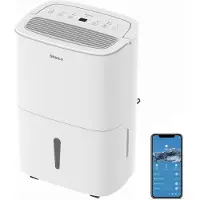 Shinco Draagbare wifi-luchtontvochtiger (50 l/dag) met ingebouwde pomp, luchtreiniger, actieve-koolfilter, 24-uurs timer, continue afvoer, wasdroogfunctie, wit