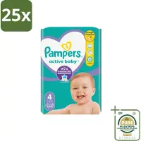 Pampers 25 x – Luiers – Active Baby Maat 4 – 46 Luiers - Grootverpakking - Baby Luier - Baby Droog - Baby Comfort - Baby Nacht - Baby Huid