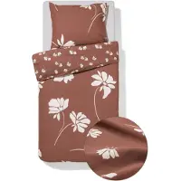 HEMA Dekbedovertrek 140x200/220cm Zacht Katoen Bloemen (bruin)
