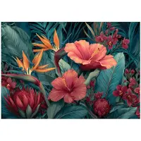 WALLARENA - Fotobehang - 200x140 cm - bloemen, bladeren en jungle voor woonkamer en slaapkamer