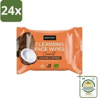 Sence - Coconut - Gezichtsreinigingsdoekjes - Verzorgend - 20 Doekjes - Voordeelverpakking - 24 stuks - Huidverzorging - Make-up verwijderen