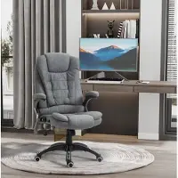 OKWISH Bureaustoel 67 x 74 x 116-126 cm - Ergonomisch Met Massage En Verwarming - Voor Kantoor Of Thuiswerkplek - Polyester - Donkergrijs