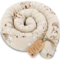 Totsy Baby Zijslaper kussen Lichaamskussen 150 cm Katoen - Lang kussen bed rol slaapkussen nek rol Decoratie voor kinderkamer Oeko-Tex Giraffen