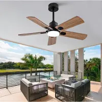 HAUSS SPOLE Plafondventilator - 42 Inch - Met Verlichting En Afstandsbediening - Metaal En Hout - Zwart En Donker Walnoot - Voor Woonkamer En Terras