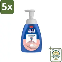 Blue Wonder 5 x - Handzeep - Hygiënisch & Verzorgend - 225 ml - Grootverpakking - Hygiëne - Handzeep - Handreiniging - Antibacteriële Handzeep - Schuimende Mousse