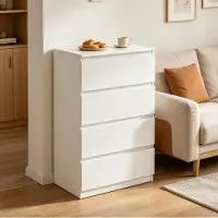 STILVORA Opbergkast - Vier Lades Met Minimalistisch Design - Voor Slaapkamer, Woonkamer En Hal - Hout - Wit - 60x90x40 Cm