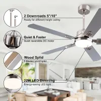 HAUSS SPOLE Plafondlamp Met Ventilator – Dimbaar En 3 Lichtkleuren – 132 x 132 x 45 cm – Metaal En Hout – Nikkel – Afstandsbediening