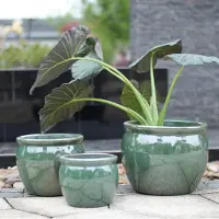 HAUSS SPOLE Bloempot – Handgemaakt En Ademend – Diameter 30 Cm – Keramiek – Antiek Blauwgroen – Voor Binnen En Buiten – Vorstbestendig