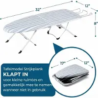 SP Strijkplank - Strijkplanken - Inklapbare Strijktafel - Wit/Lichtblauw - 82cm x 31cm x 18cm