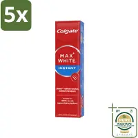 Colgate 5 x Tandpasta Max White Optic 75 ml - Grootverpakking - Tandpasta - Witte Tanden - Optische Whitening - Direct Wittere Tanden - Tanden Poetsen