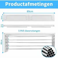 SP Wanddroogrek - Wasrek - Ophangbaar - Wit - 40cm x 80cm x 10cm