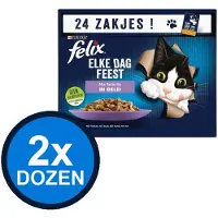 Felix 2x - Elke Dag Feest Mix Selectie in Gelei - Kattenvoer Natvoer - 24x85g