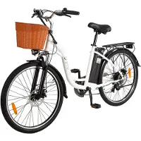DYU C6 E-Bike - 26 inch - 43km actieradius - 250W motor - 36V 12,5Ah accu - Dubbele schijfremmen - Maximaal laadvermogen 120 kg - wit
