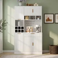 HAUSS SPOLE Keukenkast - Hoge Opbergkast Met Stopcontacten En Usb A Usb C - Voor Keuken En Eethoek - Spaanplaat - 100x40x175 Cm - Wit