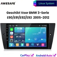 AWESAFE Autoradio - Geschikt Voor BMW 3-Serie E90/E91/E92/E93 2005 t/m 2012 - Draadloos Carplay Android Auto - Linux systeem - Touchscreen - Bluetooth Wifi - 2005 2006 2007 2008 2009 2010 2011