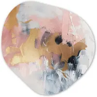 MuchoWow Organische wanddecoratie 60x60 cm - Organisch schilderij Abstract - Pastel kleuren - Goud - Modern - Aesthetic - Muurdecoratie woonkamer - Kamer decoratie - Schilderijen - Muurcirkel aesthetic