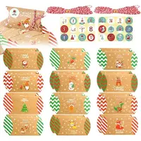 Sonstiges Adventskalender om zelf te vullen, 24 stuks, kussenvorm, doe-het-zelf, kraftpapier, inclusief accessoires