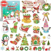 Sonstiges Diamond Painting Adventskalender 2026 voor meisjes, met 24 hangers, sleutelhangers en 50 stickers, perfect voor Kerstmis