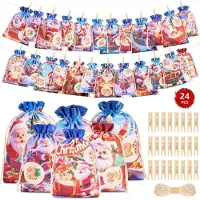 Sonstiges Adventskalender om zelf te vullen, met 24 zakjes. DIY kerstkalender, 2 formaten, polyester-canvas, model 2026