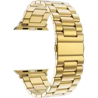 Mobigear Link Stalen Watch bandje geschikt voor Apple Watch Bandje Vouwsluiting - 49/45/44/42 mm - Goud