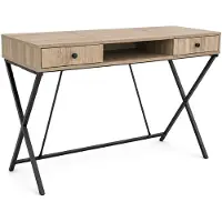 Akord Computertafel Bureau CROSSLINE / Industrieel / Eiken Sonoma / 120 cm / 2 Lades / 1 Plank / Zwarte Poten